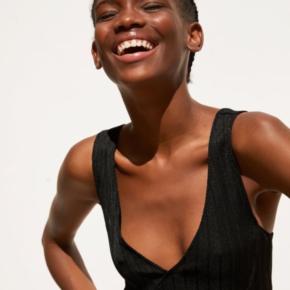 ZaraTEXTURED WEAVE CROPPED Black TOP L  711 - Picture 4 of 5